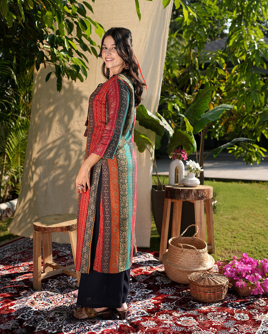 Multi-Colour Kurti Palazzo Set