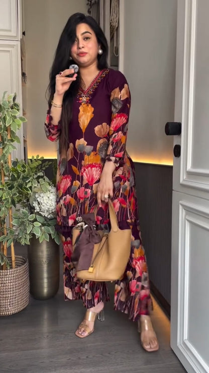 Crimson Bloom Co-ord Set