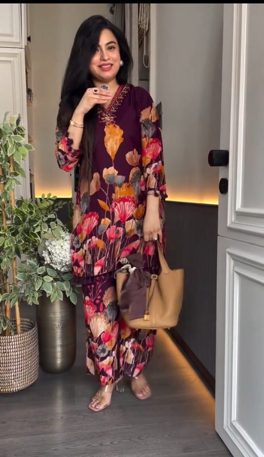 Crimson Bloom Co-ord Set