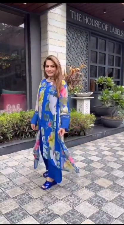 Printed Straight Kurta Set Trousers