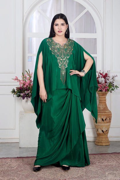 Green Cape Skirt Set
