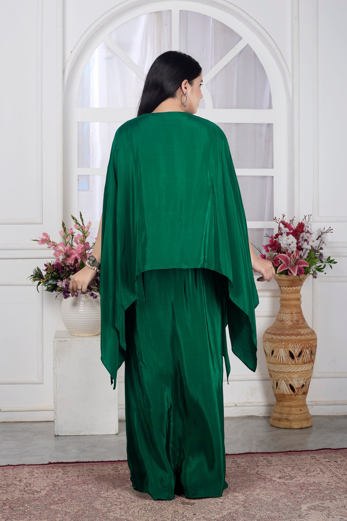 Green Cape Skirt Set