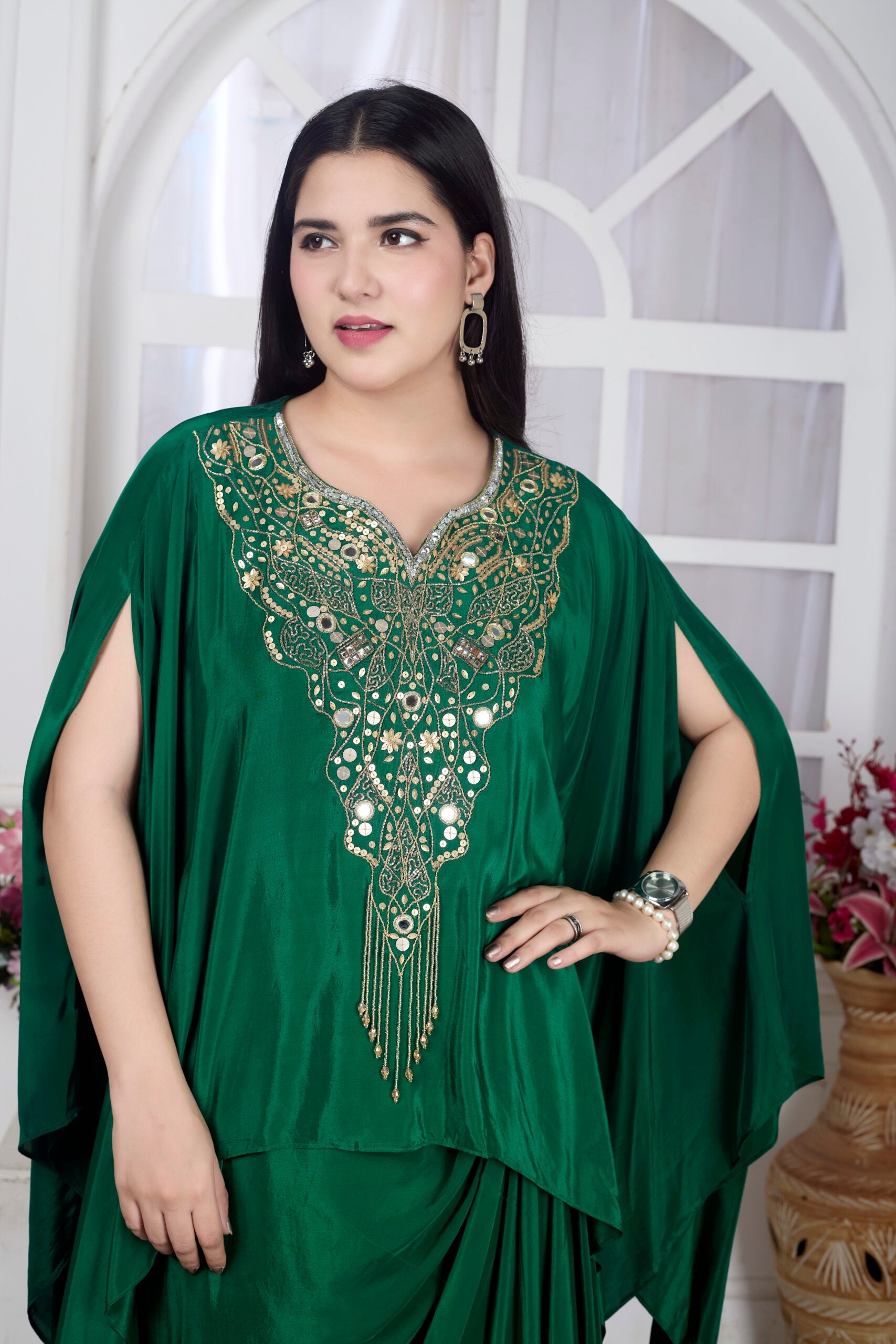 Green Cape Skirt Set