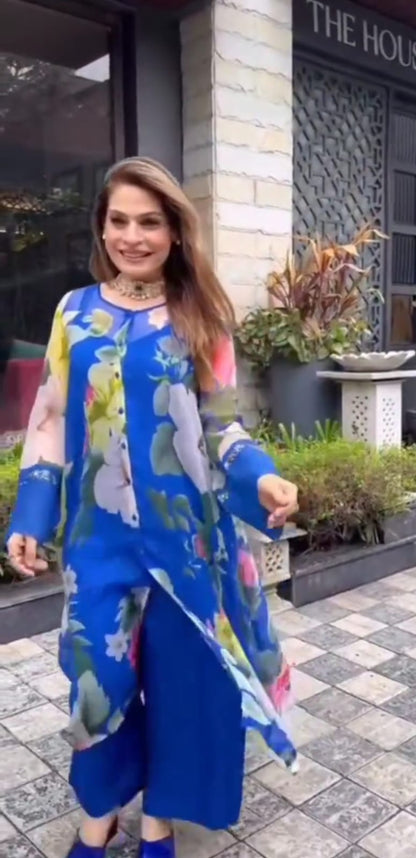 Printed Straight Kurta Set Trousers