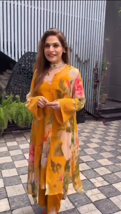 Printed Straight Kurta Set Trousers