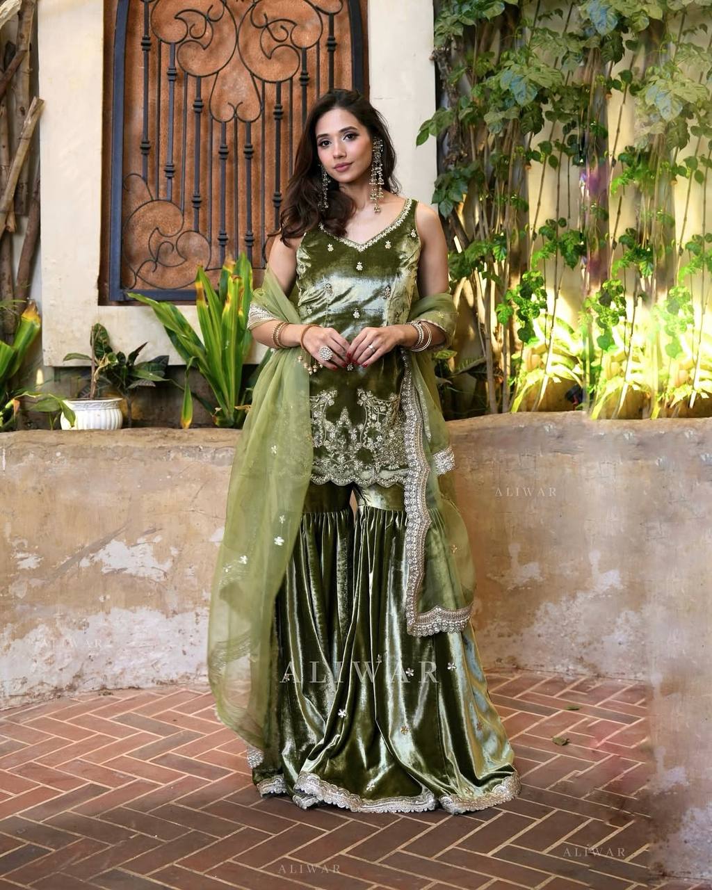 New Arrival Premium Velvet Sharara Suit with Hand Moti & Sequin Dupatta