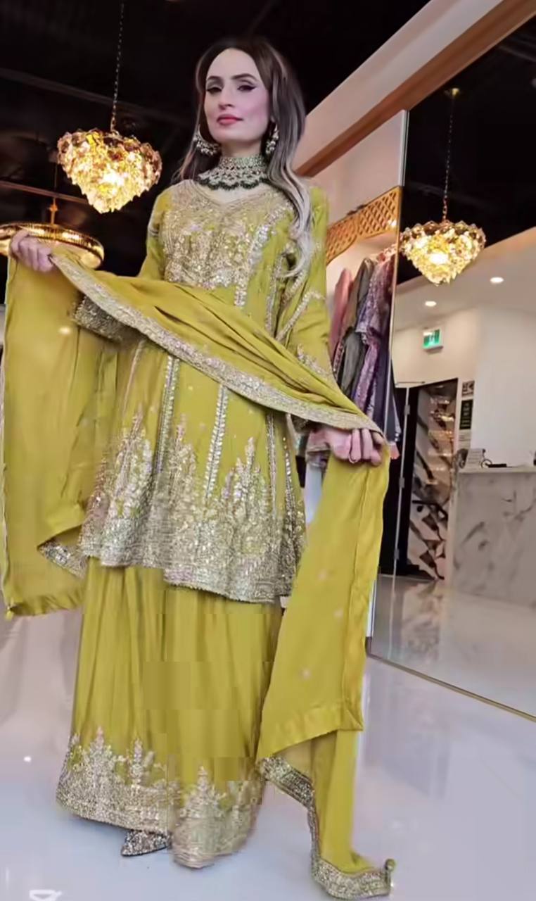 Premium Designer Party Wear Top-Plazzo with Dupatta