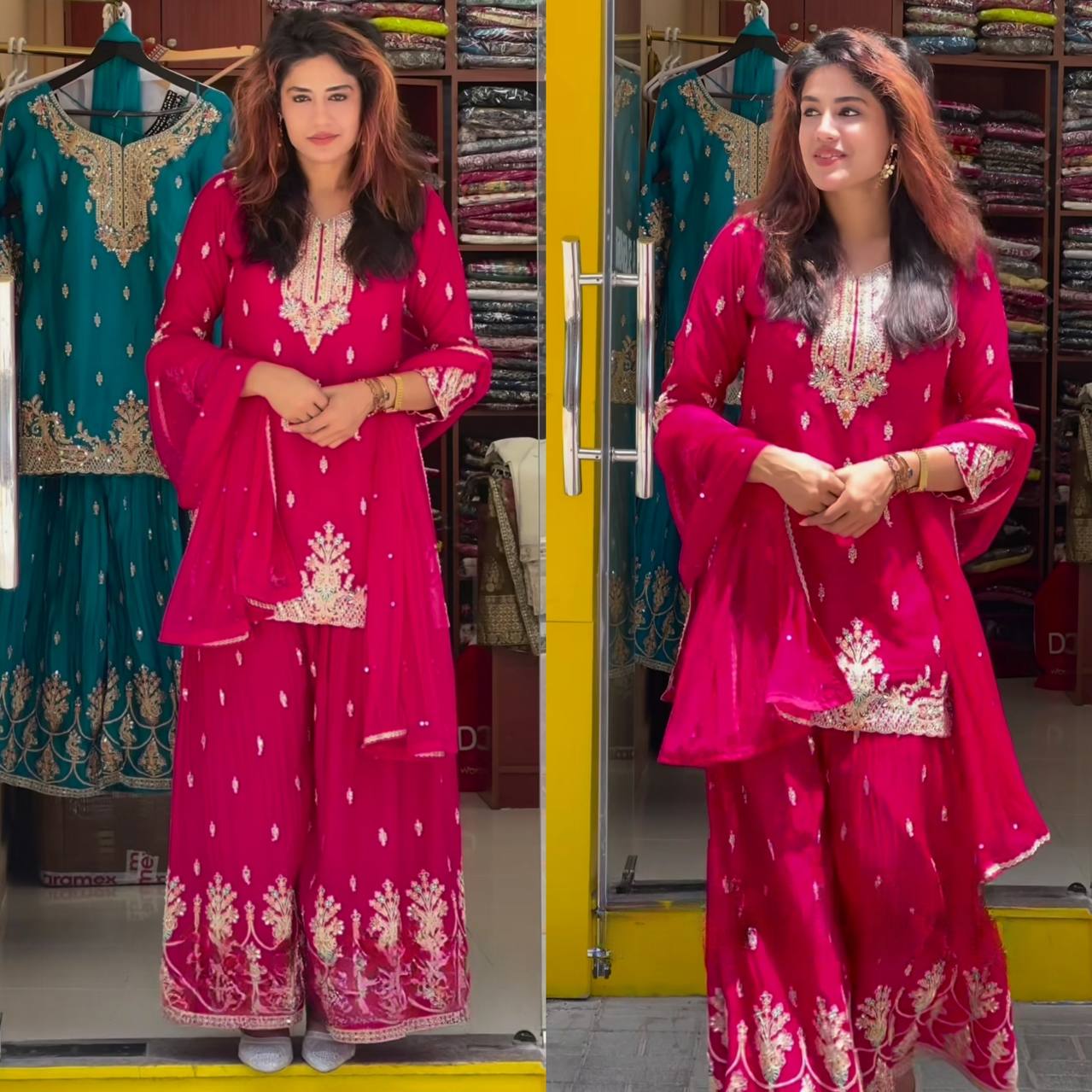Premium Chinon Silk Party Wear with Dupatta