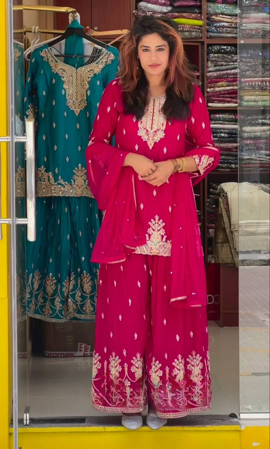 Premium Chinon Silk Party Wear with Dupatta