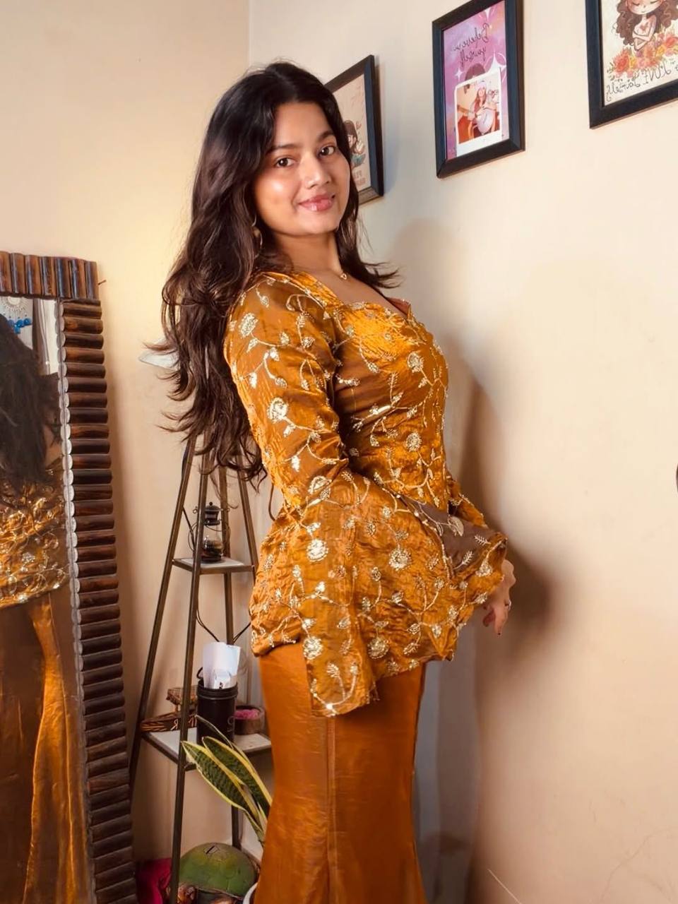 EXCLUSIVE 2 PIECE TOP AND PLAZZO IN SEQUENCE EMBROIDERY WORK