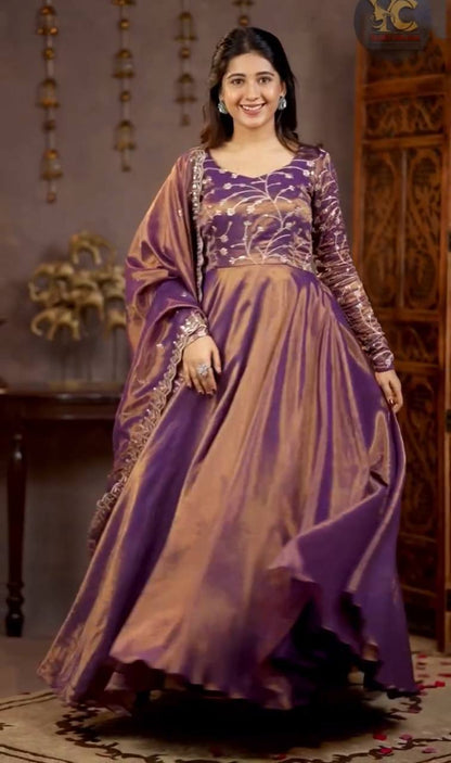 Heavy Cosmos Silk Embroidered Anarkali Suit | Festive Party Wear