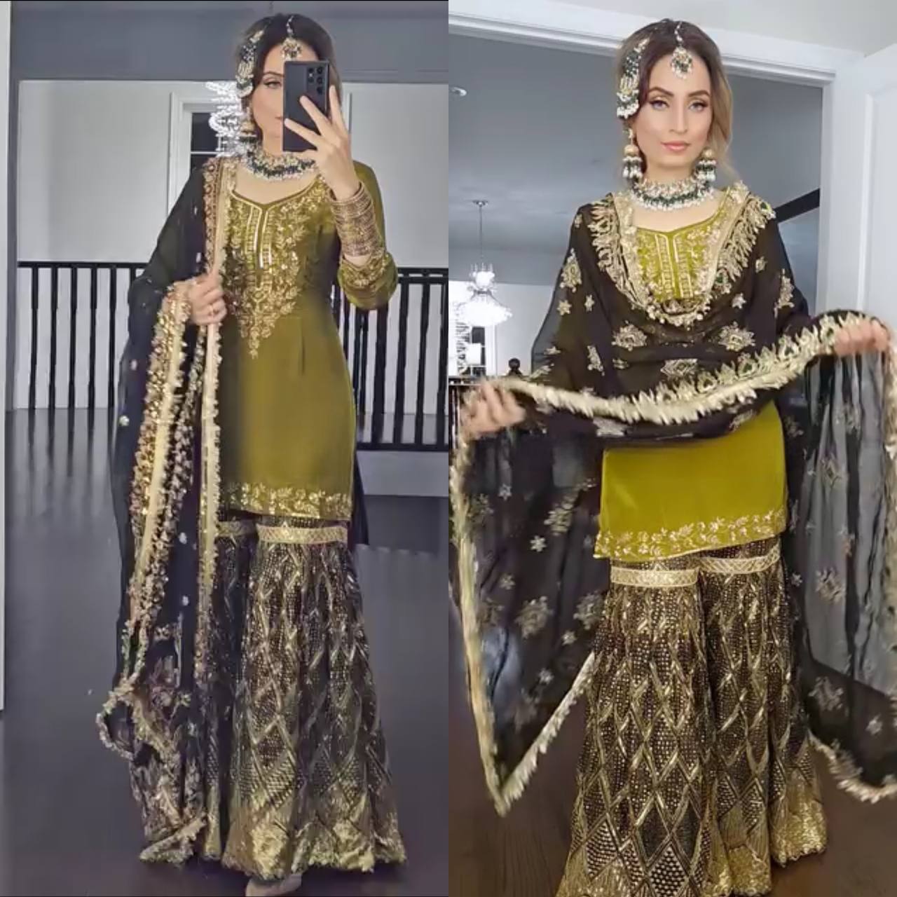 Premium Heavy Embroidery Sharara Suit – MD-3033