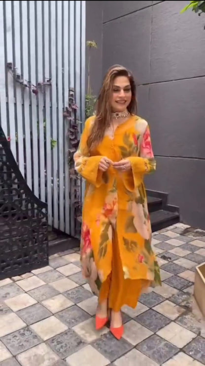 Printed Straight Kurta Set Trousers