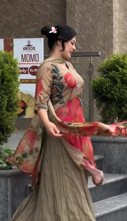 Women Kurta with Palazzos & With Dupatta