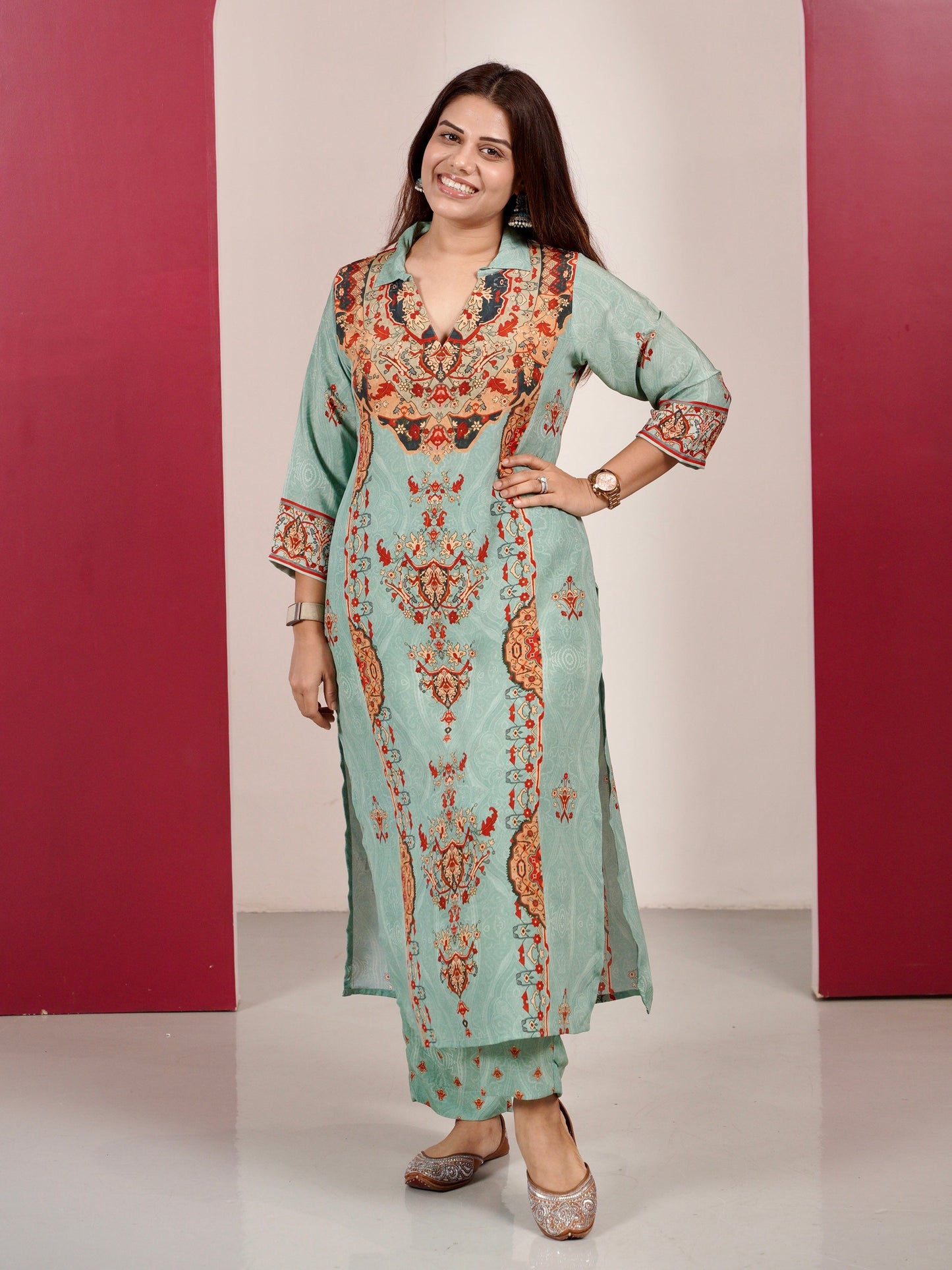 Aqua Royale Crepe Coord Set