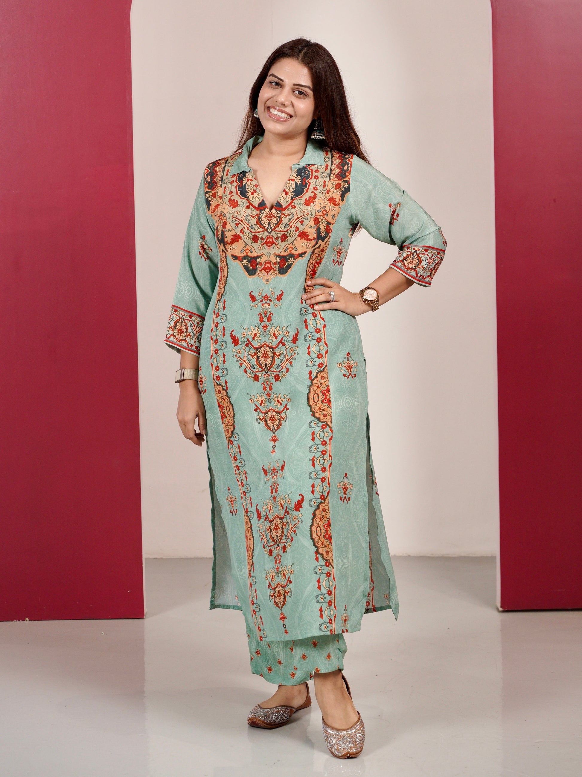 Aqua Royale Crepe Coord Set