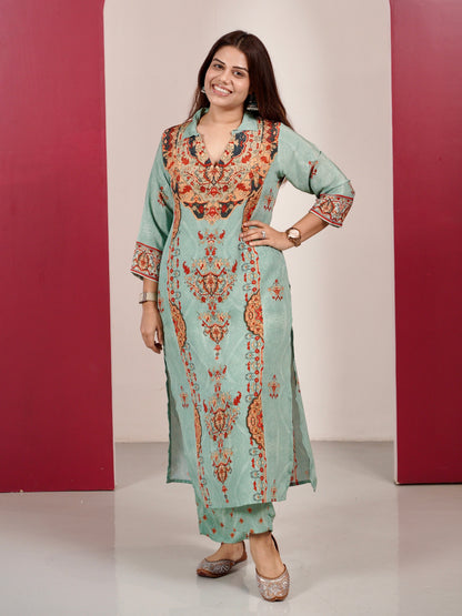 Aqua Royale Crepe Coord Set