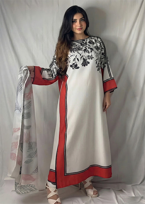 Silk Kaftan with Printed Dupatta and Border U39