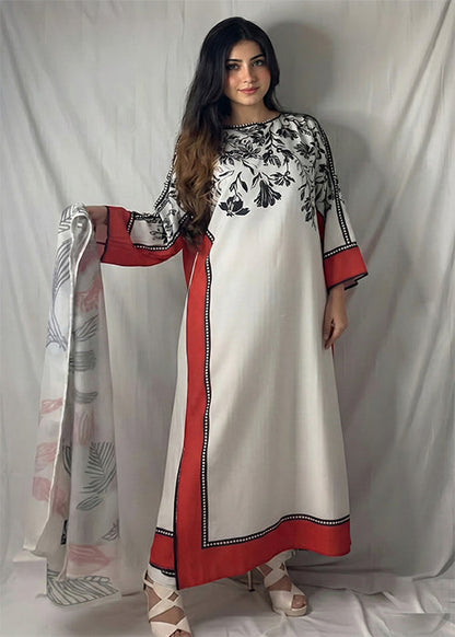 Silk Kaftan with Printed Dupatta and Border U39
