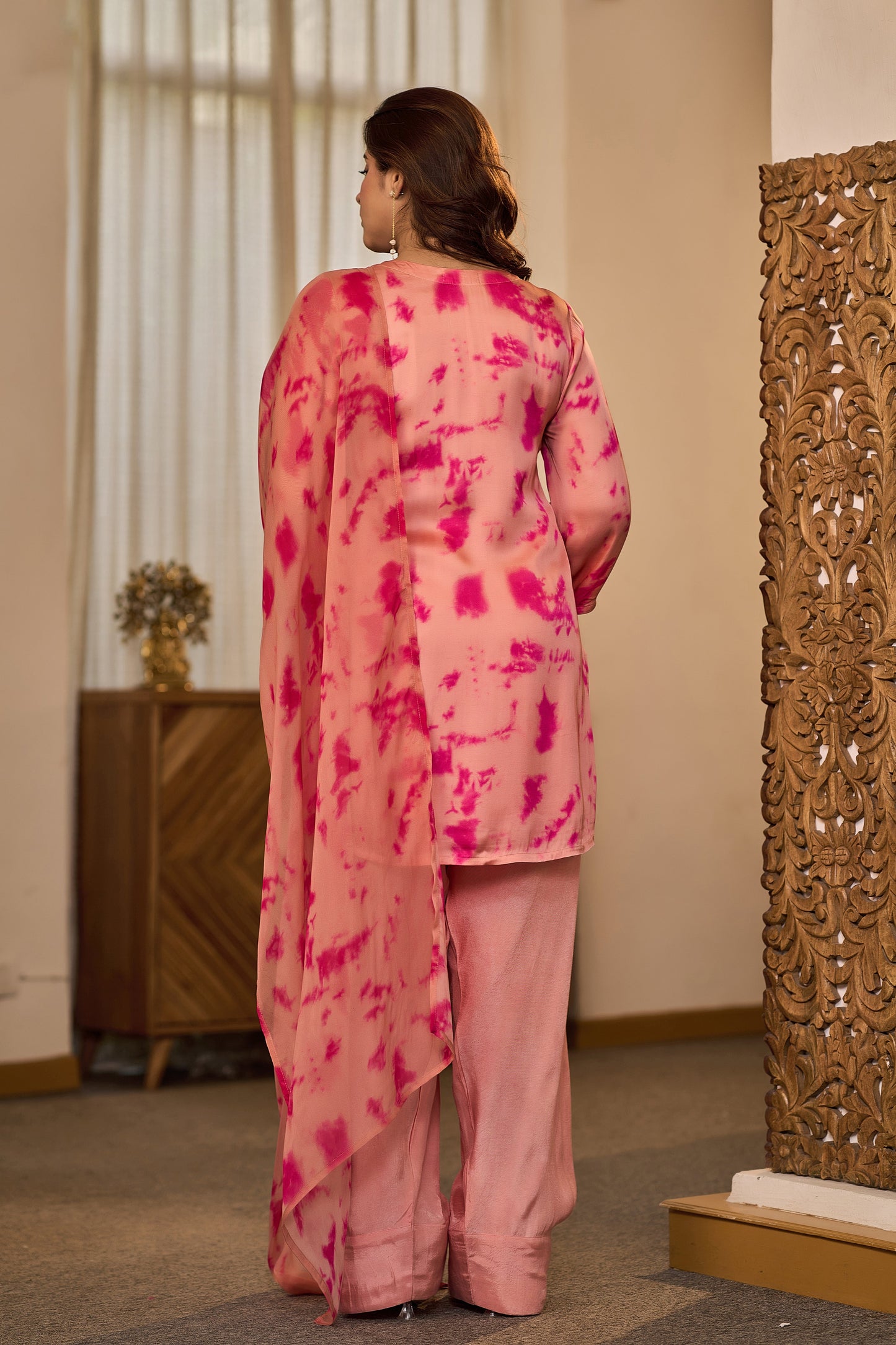 Blush Pink Tie-Dye Farsi Suit Set