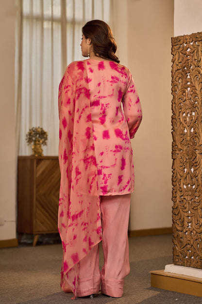 Blush Pink Tie-Dye Farsi Suit Set