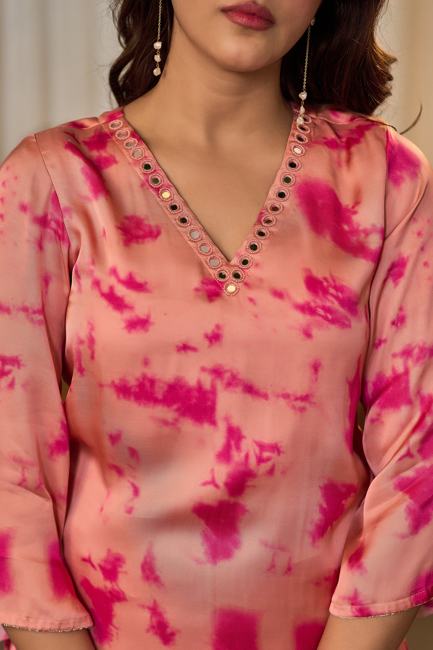 Blush Pink Tie-Dye Farsi Suit Set
