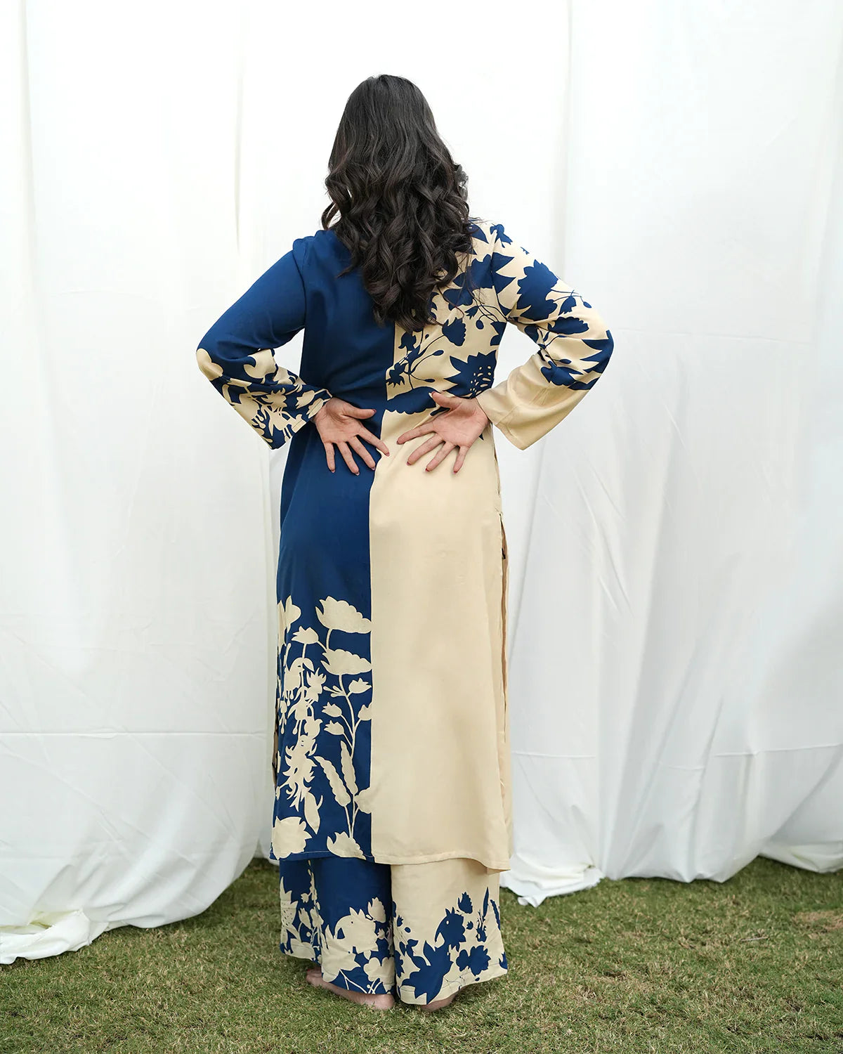Two-Tone Green  And Blue dress Set