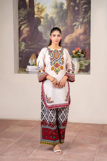 Floral and Geometric Printed Kurta Set For Women