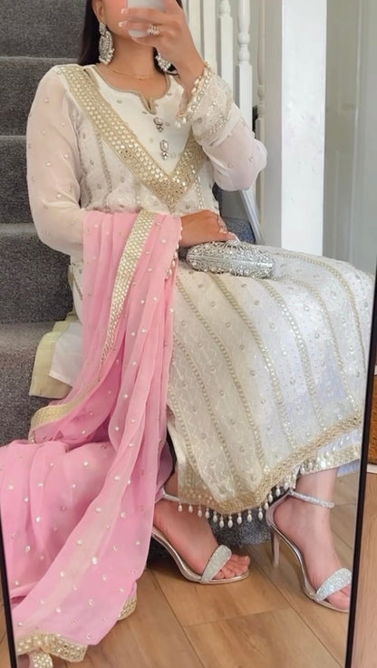 New Designer Party Wear Long Pakistani Suit in Fancy Style-NF-(1213)