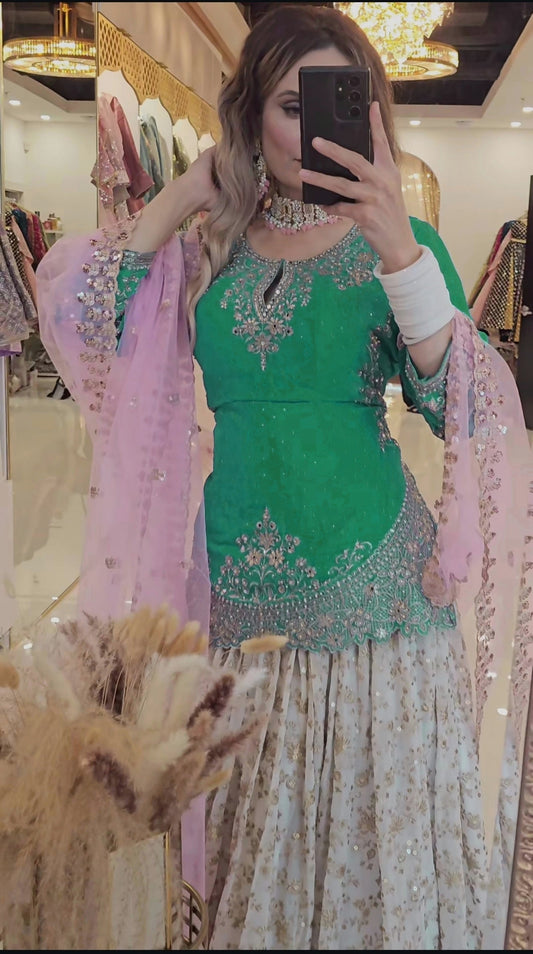 New Designer Chinon Silk Lehenga with Fancy Top & Dupatta-NF-(1242)
