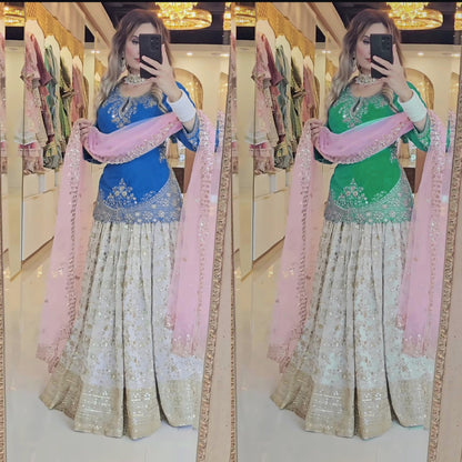 New Designer Chinon Silk Lehenga with Fancy Top & Dupatta-NF-(1242)