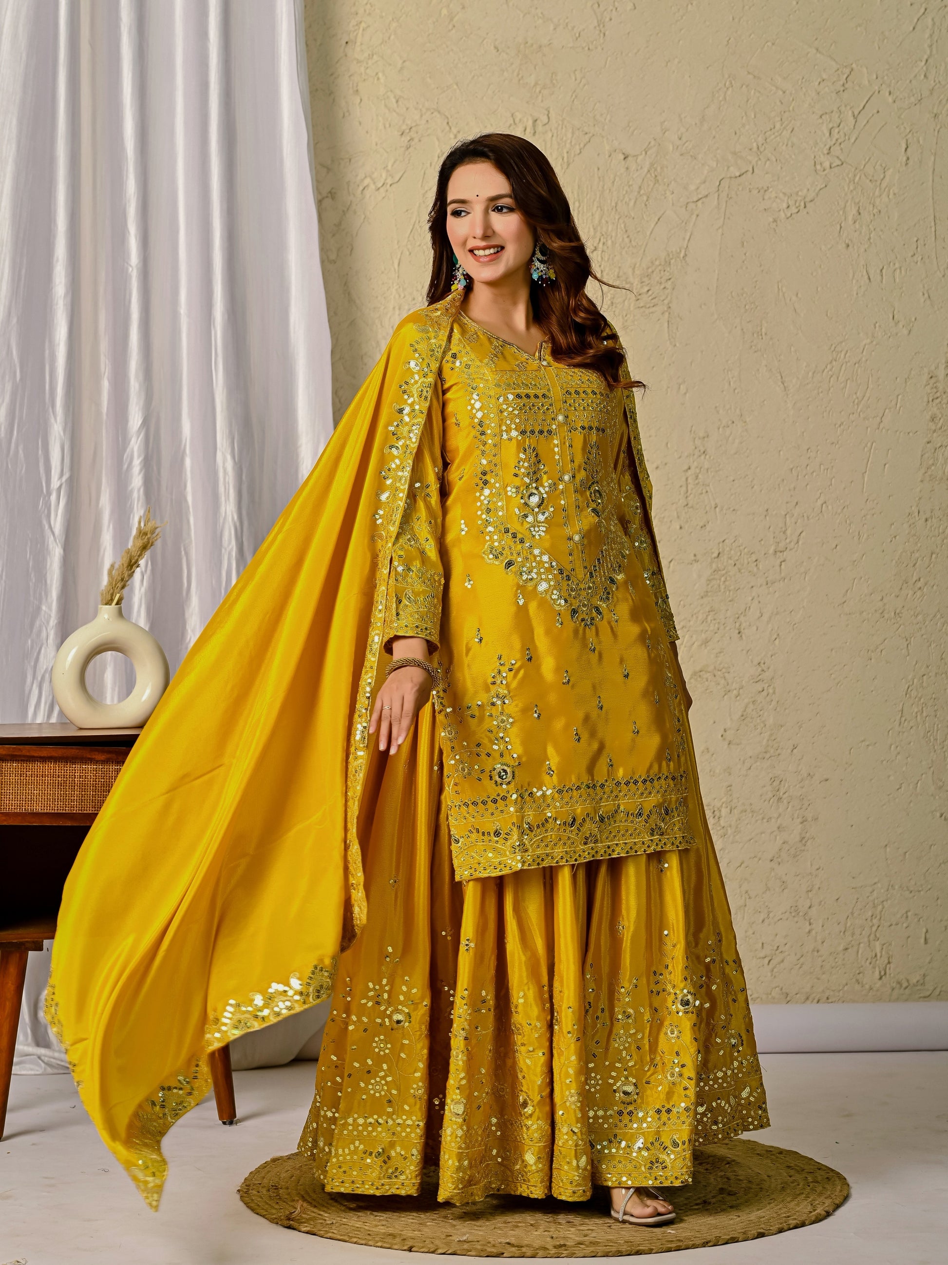 Launching Designer Party Wear Set: Top, Sharara Palazzo & Dupatta