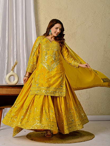 Launching Designer Party Wear Set: Top, Sharara Palazzo & Dupatta