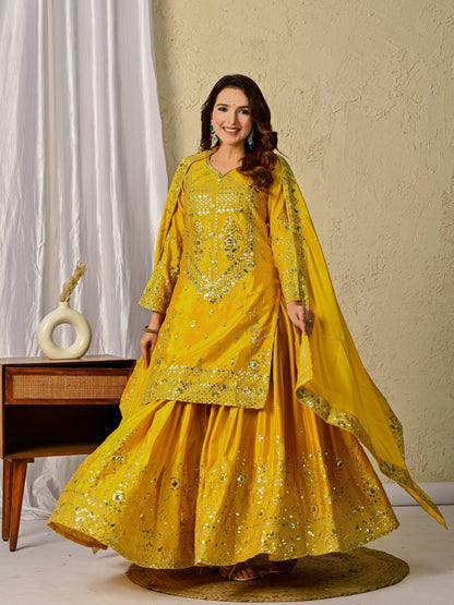 Launching Designer Party Wear Set: Top, Sharara Palazzo & Dupatta