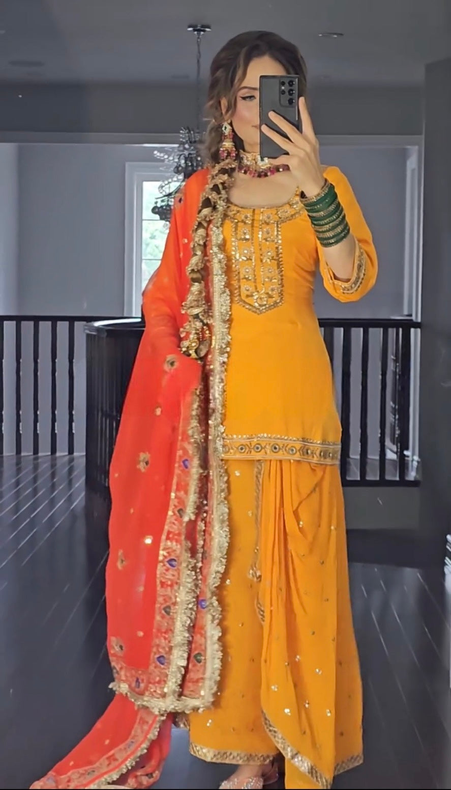 New Designer Party Wear Set: Top, Dhoti Skirt & Dupatta (NF-1226)
