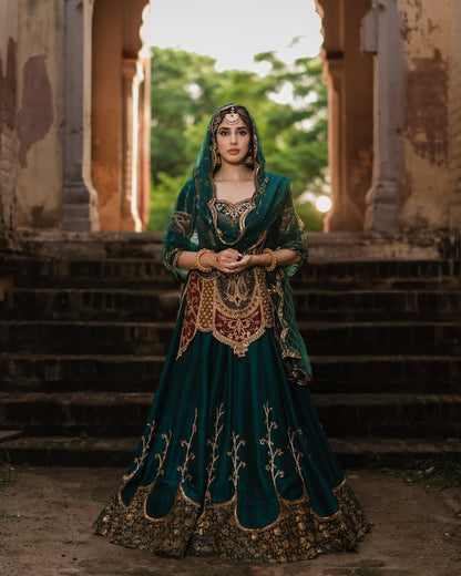 Party Wear Crepe Silk Lehenga with Organza Dupatta