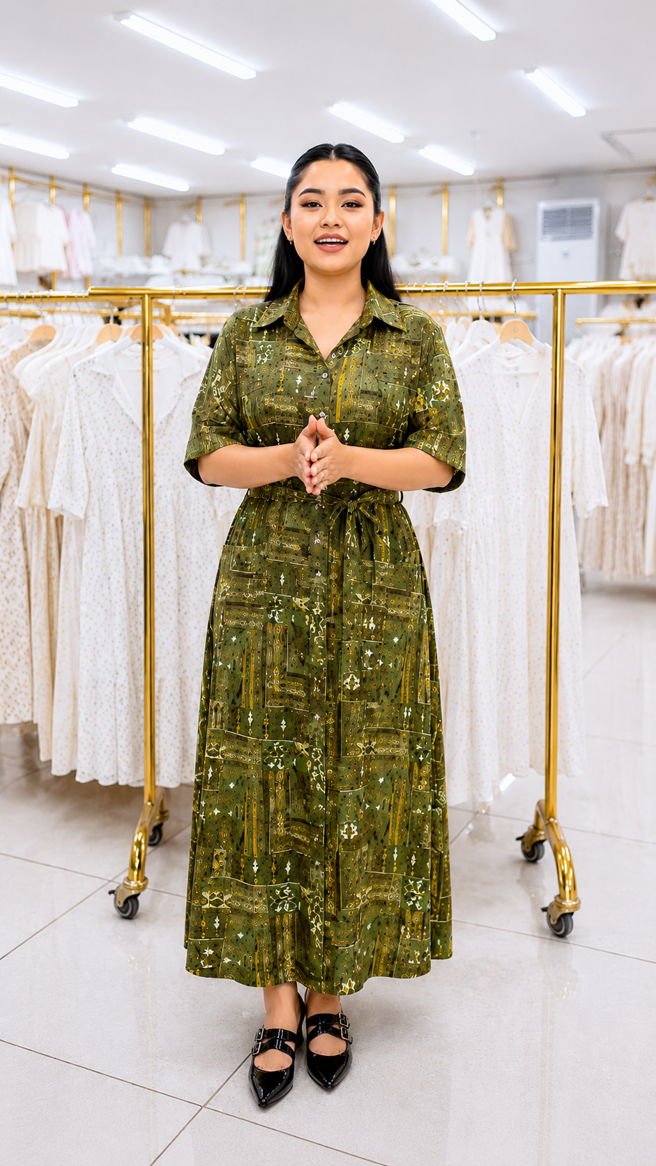 Urban Mosaic Premium Printed Rayon Maxi Dress