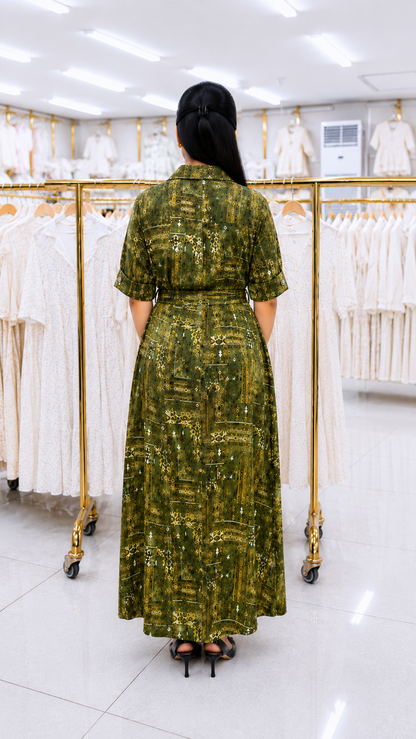 Urban Mosaic Premium Printed Rayon Maxi Dress