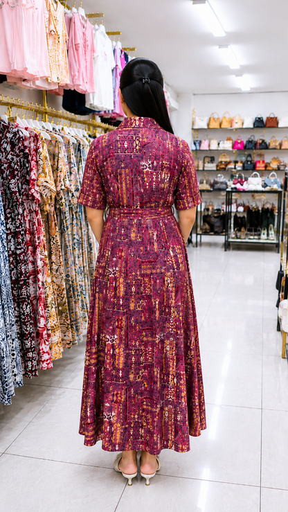 Urban Mosaic Premium Printed Rayon Maxi Dress