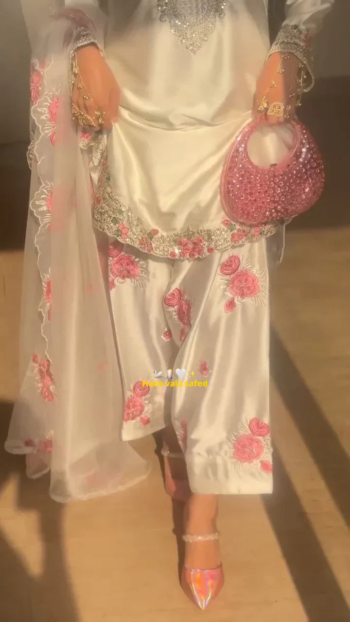 Natural Crepe Silk Farshi Pant Suit with Tissue Silk Dupatta:-MD-3081
