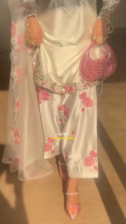 Natural Crepe Silk Farshi Pant Suit with Tissue Silk Dupatta:-MD-3081