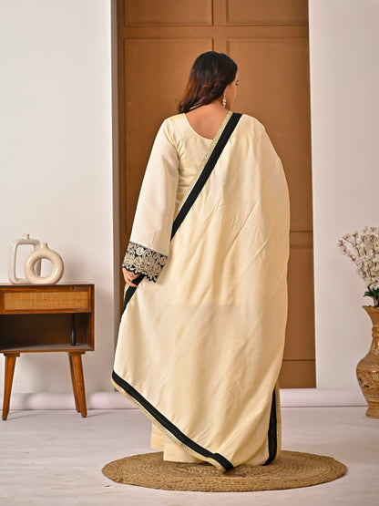 Your Designer Studio Roman Silk Embroidered Kurta Sharara Set with Dupatta