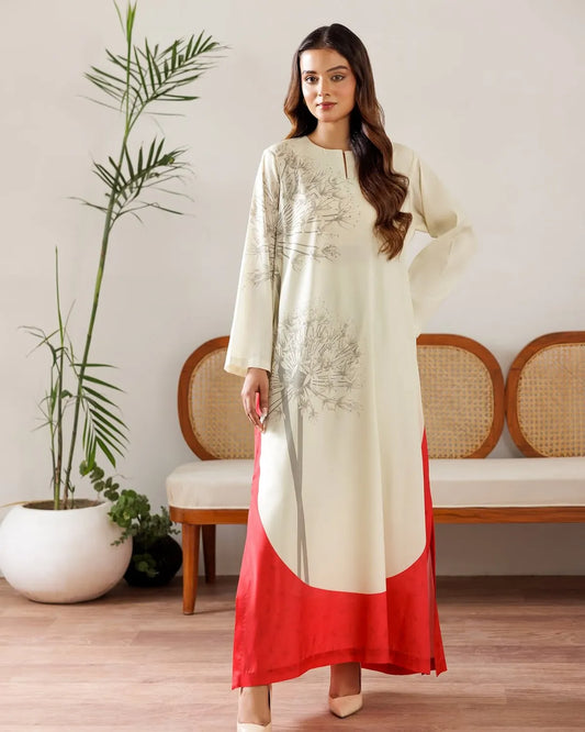 Beige Smooth Bsy Botanic Bloom Canvas Digital Printed Kurta For Women