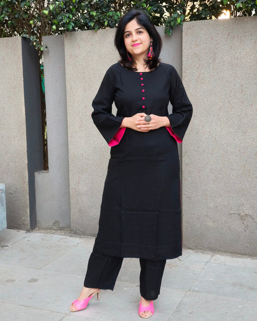 VASTRAMANIAA 3/4th Sleeve Kurta & Pant Set | Elegant Ethnic Wear for Women