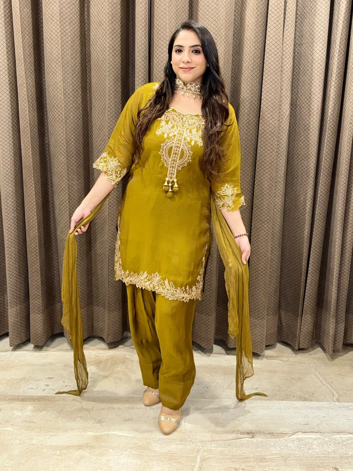 Designer Green Farshi set  set with dupatta & Handwork