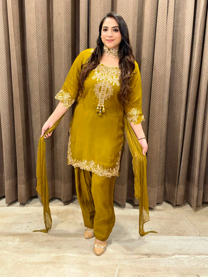 Designer Green Farshi set  set with dupatta & Handwork