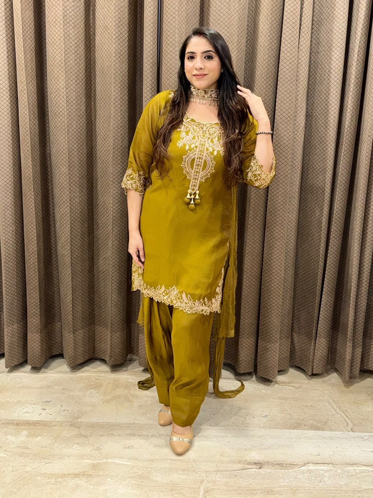Designer Green Farshi set  set with dupatta & Handwork