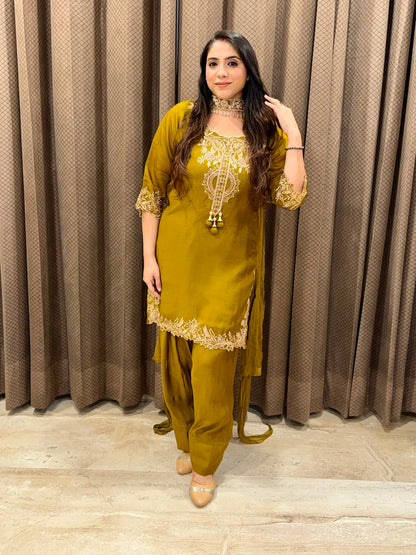 Designer Green Farshi set  set with dupatta & Handwork