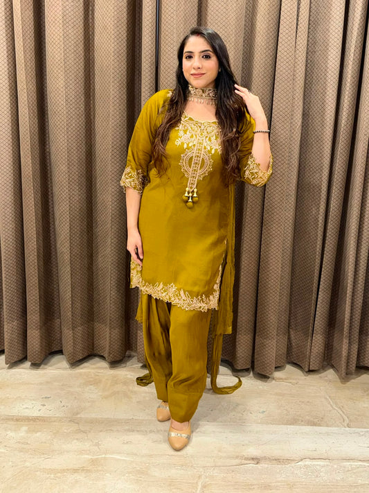 Designer Green Farshi set  set with dupatta & Handwork