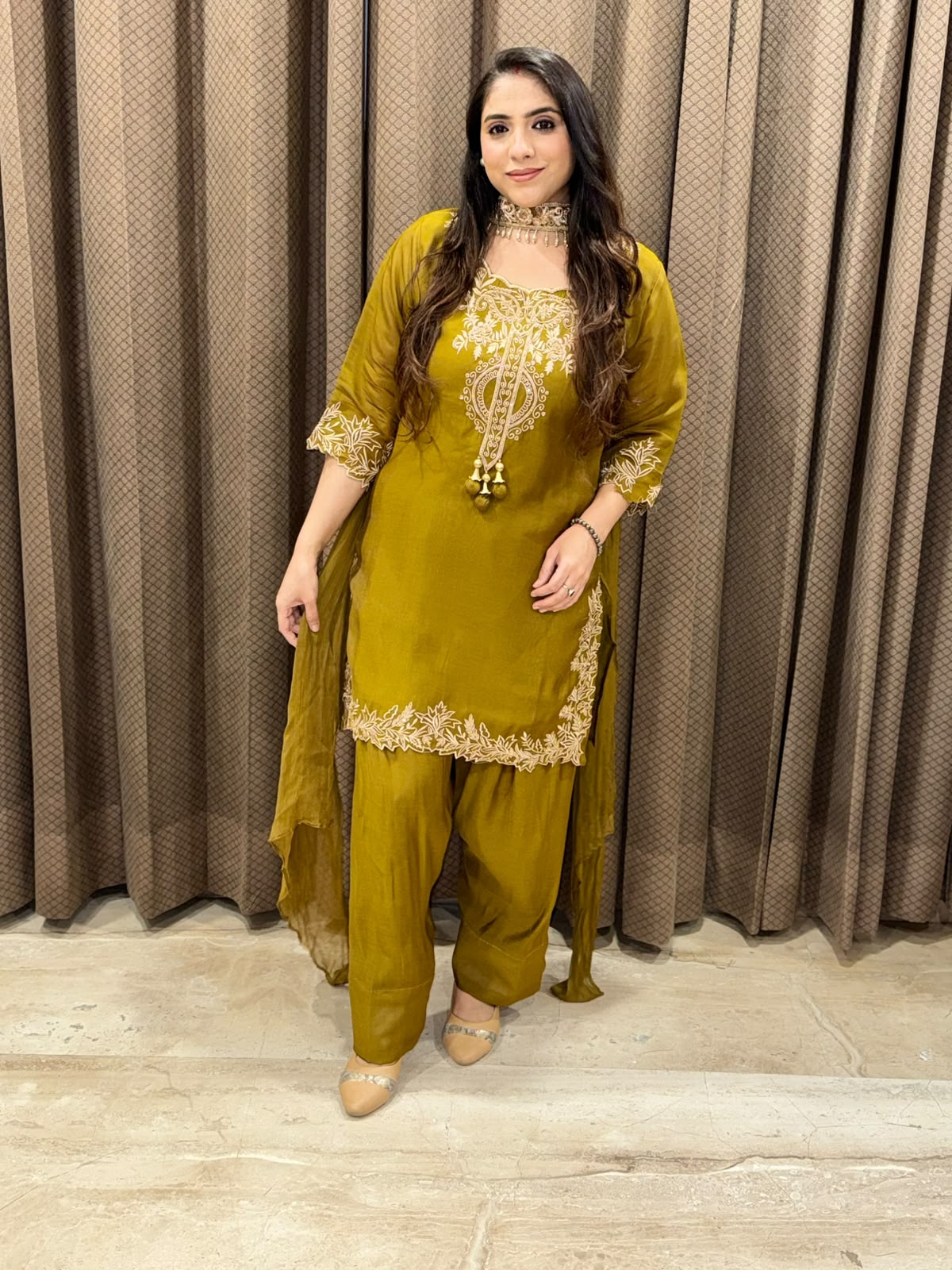Designer Green Farshi set  set with dupatta & Handwork
